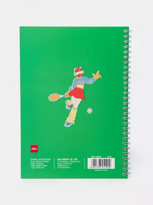 Блокнот (линия) "Deli Trend SPORT", В5, 60 л., твердая обложка, металлич. спираль (Арт. - 560-ELB-LX-15) Белый/Зеленый