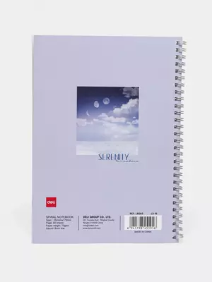 Блокнот (линия) "Deli Serenity", В5, 60 л., твердая обложка, металлич. спираль (Арт. - 560-ELB-LX-16) Синий/Сиреневый