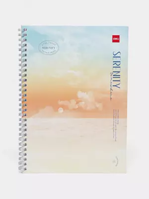 Блокнот (линия) "Deli Serenity", В5, 60 л., твердая обложка, металлич. спираль (Арт. - 560-ELB-LX-16) Бежевый/Голубой