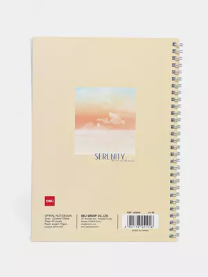 Блокнот (линия) "Deli Serenity", В5, 60 л., твердая обложка, металлич. спираль (Арт. - 560-ELB-LX-16) Бежевый/Голубой