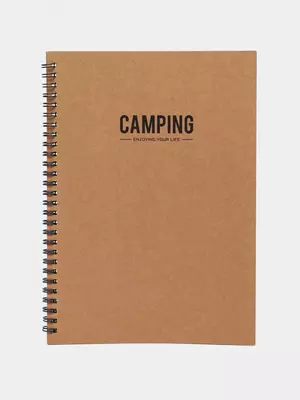 Блокнот (линия) "Deli Camping" В5, 60 л., твердая обложка, металлич. спираль (Арт. - 560-ELB-LX-23) Коричневый