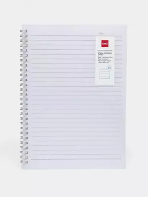 Notalar uchun bloknot (chiziq) "Deli" B5, 60 l., qattiq plastik qopqoq, metall. spiral (Art. - 560-ELPB-LX-19) Shaffof