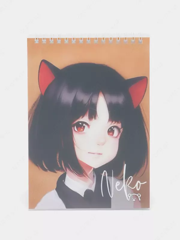 Блокнот (клетка) "MESHU Neko" А5, 60 л., твердая пласт. обложка, пласт. гребень (Арт. - MS_55023)