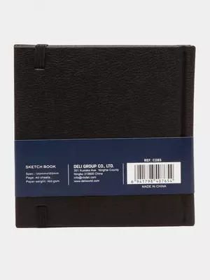 Скетчбук - блокнот для рисования "Deli" Finenolo, 12 х 12 см, 40 л, 160 г/м2 (Арт. - 285-EC) Черный