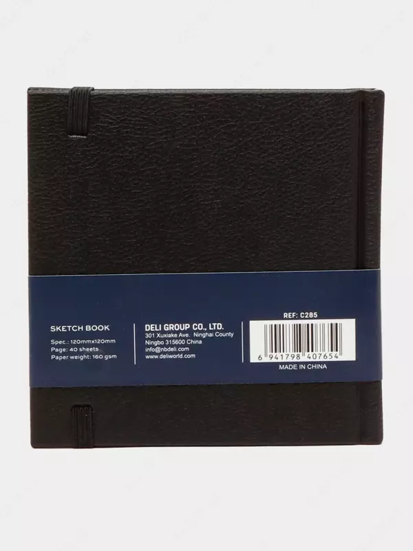 Скетчбук - блокнот для рисования "Deli" Finenolo, 12 х 12 см, 40 л, 160 г/м2 (Арт. - 285-EC) Черный