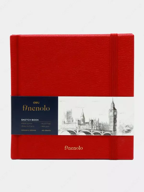 Sketchbook - "Deli" Finenolo chizma qog'ozi, 12 x 12 sm, 40 l, 160 g/m2 (Art. - 287-EC) Qizil