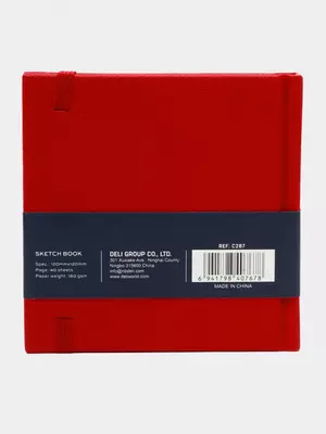 Sketchbook - "Deli" Finenolo chizma qog'ozi, 12 x 12 sm, 40 l, 160 g/m2 (Art. - 287-EC) Qizil