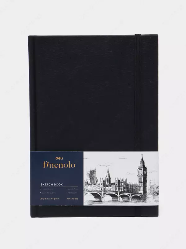 Скетчбук - блокнот для рисования "Deli" Finenolo, А5, 40 л, 160 г/м2 (Арт. - 284-EC) Черный
