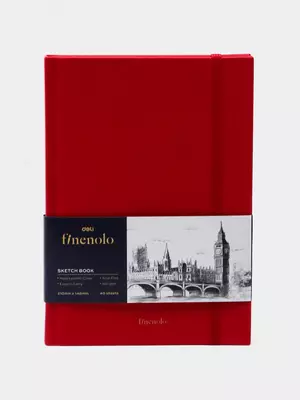Скетчбук - блокнот для рисования "Deli" Finenolo, А5, 40 л, 160 г/м2 (Арт. - 286-EC) Красный