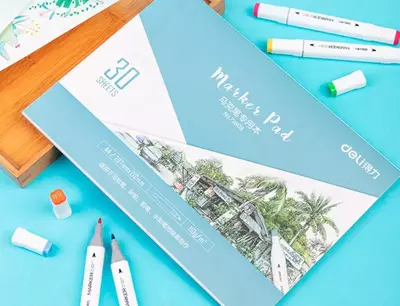 Eskiz markerlari uchun qog'oz (atlas teksturasi) "Deli" A3, 30 l, 110 g/m2 (Art. - 73610) Oq