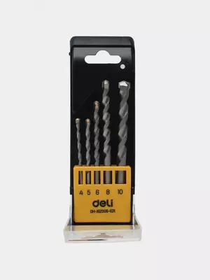 Набор сверл по бетону "Deli Tools" 4-10 мм, 5 шт., пластиковый кейс (Арт.- EDH-JGZ005-ED1)