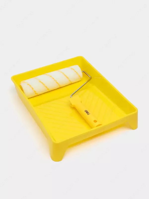 Малярный ручной валик для наружных работ с лотком "Deli Tools" ворс 12 мм, пласт. ручка (Арт.- EDL509703)