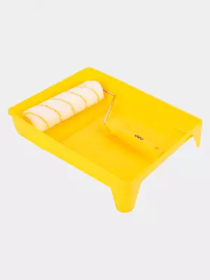 Малярный ручной валик для наружных работ с лотком "Deli Tools" ворс 12 мм, пласт. ручка (Арт.- EDL509703)