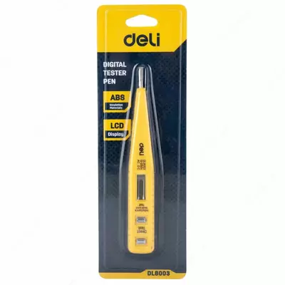 Тестер напряжения (вольтметр-отвертка) "Deli Tools" 12-250V AC/DC (Арт. - EDL8003) Желтый