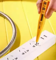 Тестер напряжения (вольтметр-отвертка) "Deli Tools" 12-250V AC/DC (Арт. - EDL8003) Желтый Только в розницу