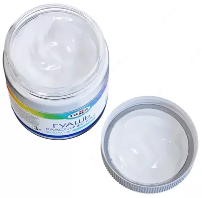 Гуашевая краска "Гамма" Классическая, баночка 500 мл, 3+, натуральн. пигменты (Арт. - 221060501) Титановые белила