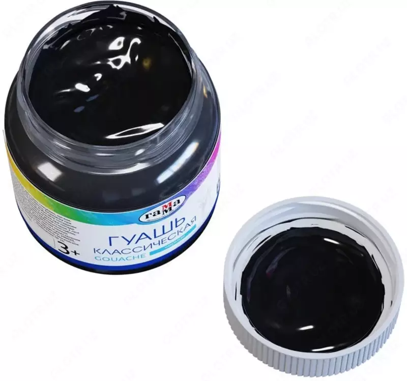 Гуашевая краска "Гамма" Классическая, баночка 220 мл, 3+, натуральн. пигменты (Арт. - 221066231) Черная