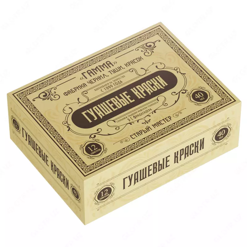 Badiiy gouache Gamma "Eski usta" "Yubiley", banka 40 ml., 12 rang, karton qadoqlash (Art. - 301220202A)