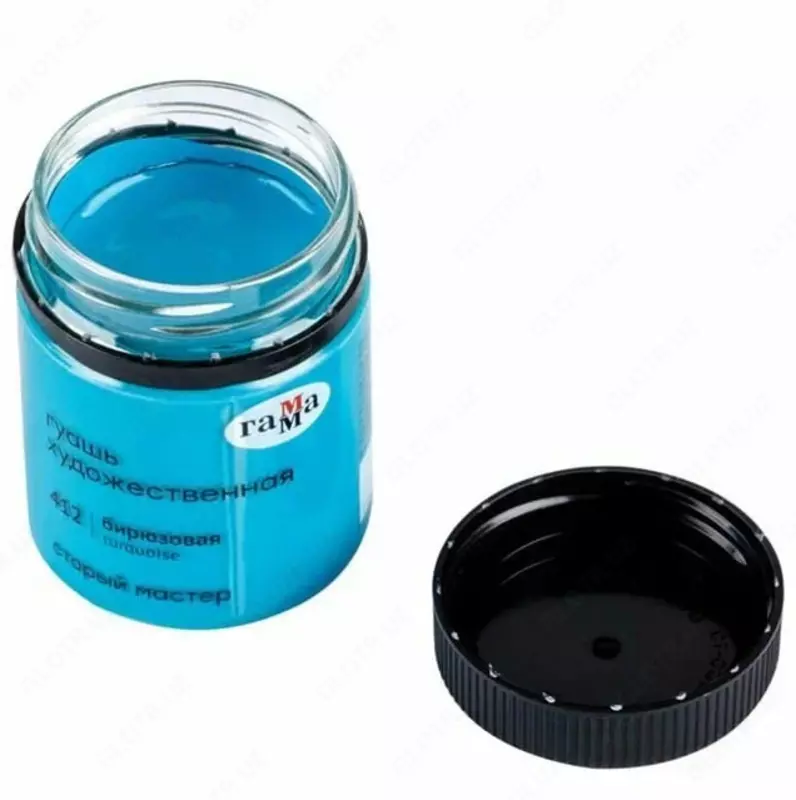 Гуашевая краска № 412 "Гамма" Старый Мастер, баночка 40 мл (Арт. - 12112040412) Бирюзовая
