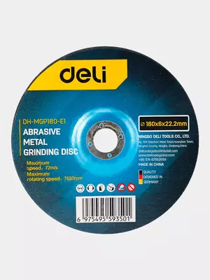 Шлифовальный абразивный диск по металлу "Deli Tools" 180 х 6 х 22.2 мм (Арт. - EDH-MGP180-E1)
