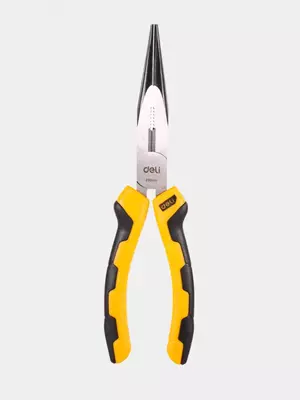 Удлиненные плоскогубцы "Deli Tools", 8", 203 мм, угл. сталь, обрезиненные рукояти (Арт.- EDL2108)