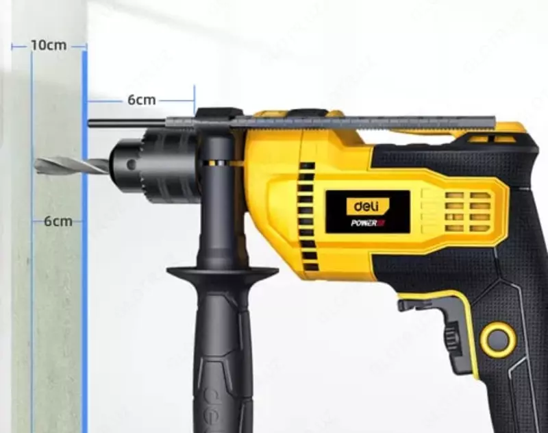 Darbeli matkap (tarmoq) "Deli Tools", 820W, chuck 6 sm (Art. - EDL-CZ13-E6) Sariq/qora