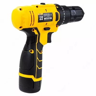 Дрель-шуруповерт (аккумуляторная) "Deli Tools", 12W, D патрона 1-10 мм, 1500 об/мин (Арт.-EDL-DZ12-4A2) Желтая/черная