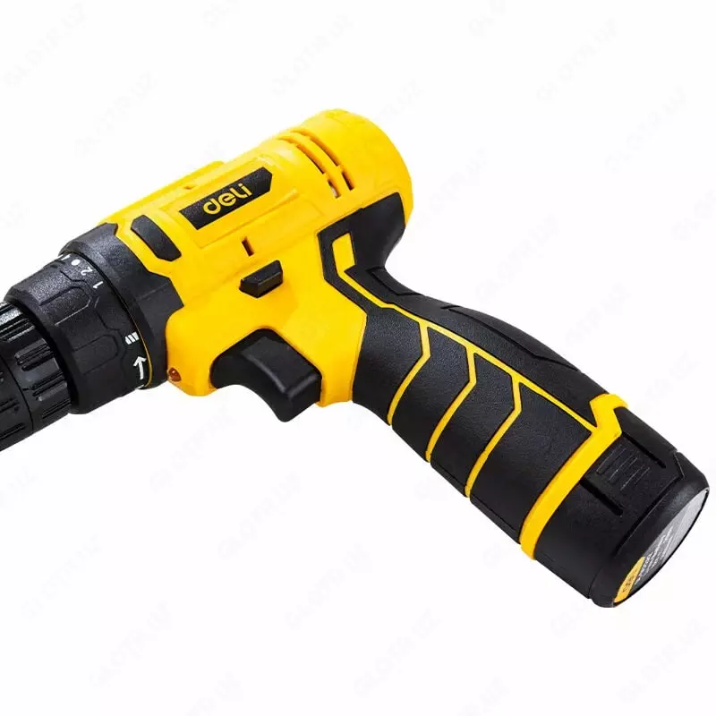 Дрель-шуруповерт (аккумуляторная) "Deli Tools", 12W, D патрона 1-10 мм, 1500 об/мин (Арт.-EDL-DZ12-4A2) Желтая/черная