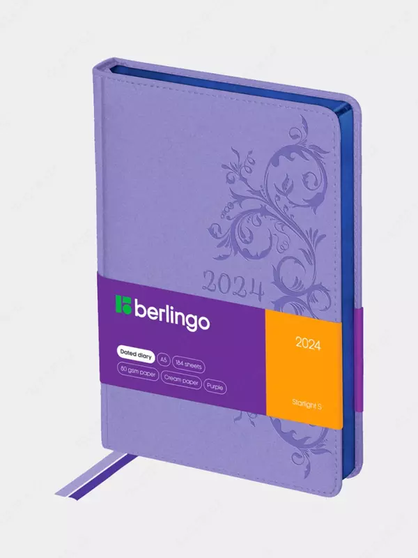 Sana kundaligi 2024 "Berlingo" Starlight S, c. teri, A5, 184 l. (Art. - DD4_84504) Binafsha rang