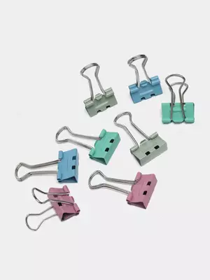 Металлический Зажим для бумаг "Deli" легкое нажатие 19 мм, пласт. туба, 40 шт. (Арт.- 8555S) Цв. ассорти