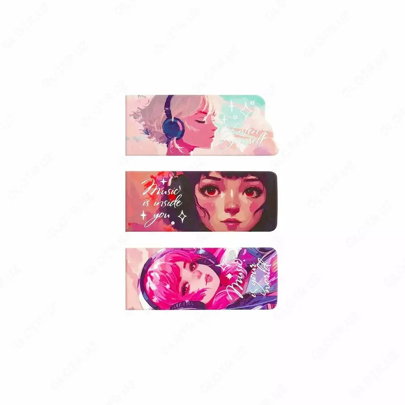 "MESHU" Anime kitoblari uchun dizayner xatcho'p-magniti, 130 x 80 mm, 3 dona, yumshoq teginish, folga (Art.- MS_58281)