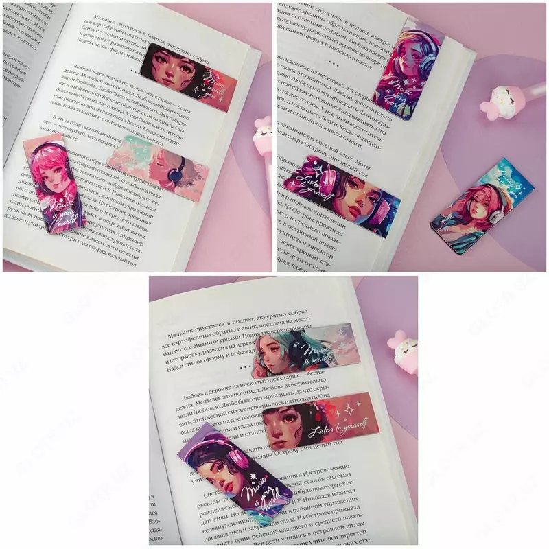 "MESHU" Anime kitoblari uchun dizayner xatcho'p-magniti, 130 x 80 mm, 3 dona, yumshoq teginish, folga (Art.- MS_58281)