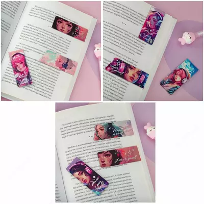 "MESHU" Anime kitoblari uchun dizayner xatcho'p-magniti, 130 x 80 mm, 3 dona, yumshoq teginish, folga (Art.- MS_58281)