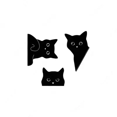 Дизайнерская закладка-магнит для книг "MESHU" Black cat, 185 х 45 мм, 3 шт. (Арт.- MS_47789)
