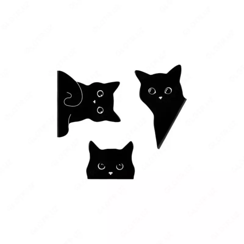 Дизайнерская закладка-магнит для книг "MESHU" Black cat, 185 х 45 мм, 3 шт. (Арт.- MS_47789)