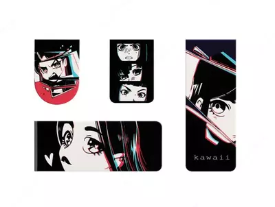 Дизайнерская закладка-магнит для книг "MESHU" Kawaii, 130 х 80 мм, 4 шт. (Арт.- MS_46737)