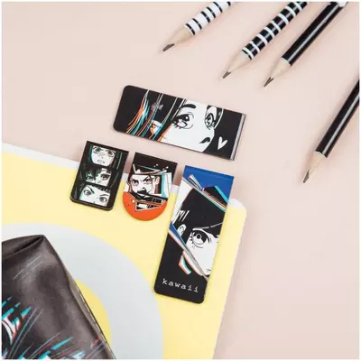 Дизайнерская закладка-магнит для книг "MESHU" Kawaii, 130 х 80 мм, 4 шт. (Арт.- MS_46737)