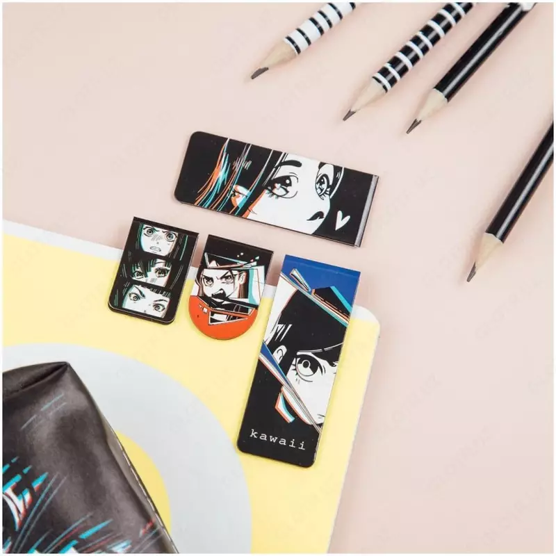 Дизайнерская закладка-магнит для книг "MESHU" Kawaii, 130 х 80 мм, 4 шт. (Арт.- MS_46737)