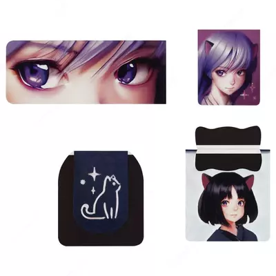 Дизайнерская закладка-магнит для книг "MESHU" Neko, 130 х 80 мм, 4 шт. (Арт.- MS_55149) Ассортимент