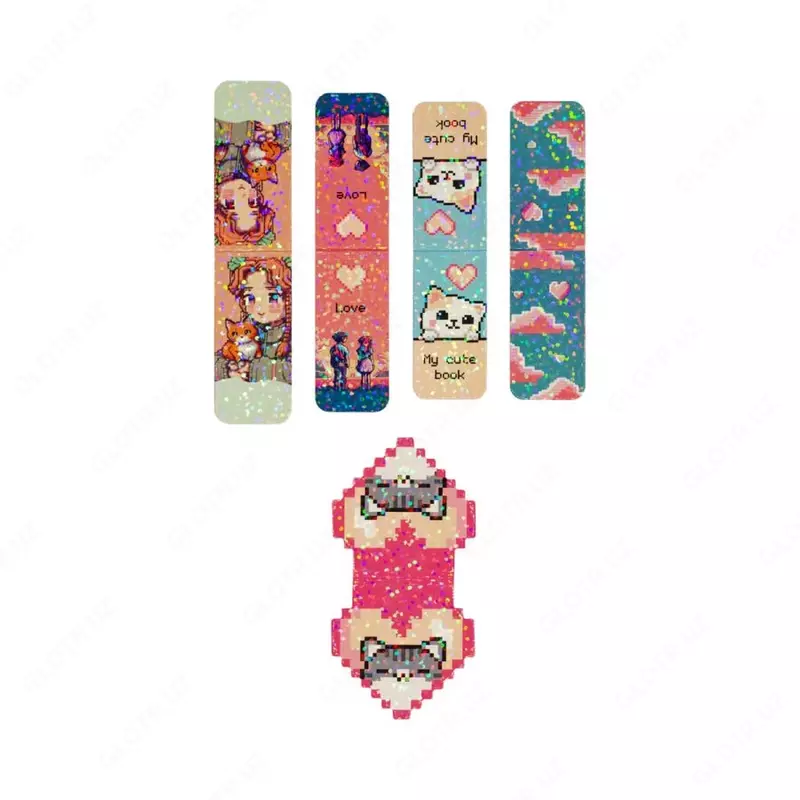 Дизайнерская закладка-магнит для книг "MESHU" Pixel, 130 х 80 мм, 5 шт., глянц. ламинация (Арт.- MS_58305)