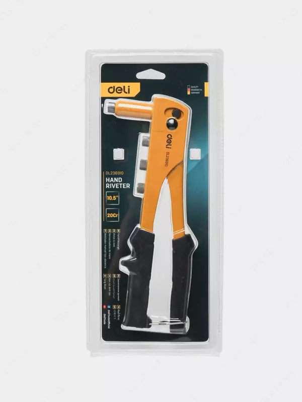 Riveter (qo'llanma) "Deli Tools" 2.4; 3.2; 4.0; 4,8 mm (Art. - EDL236910) Qora/Sariq