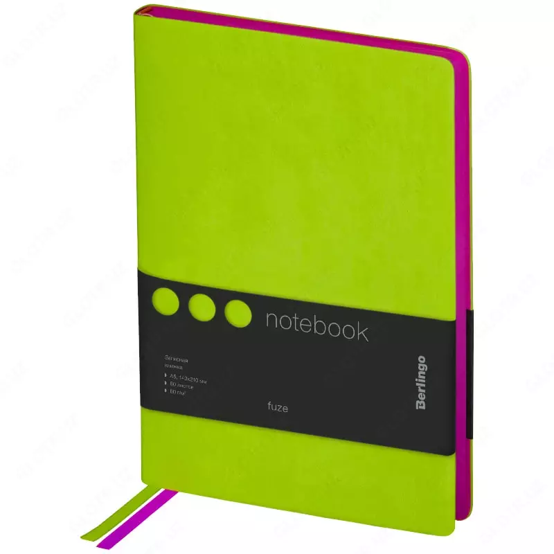 Daftar (hujayra) "Berlingo" Fuze, soxta teri, A5, 80 l. (Art. - NB0_87502) Ochiq yashil