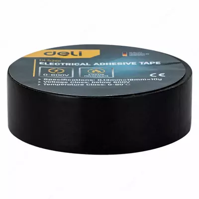 Изолента (ПВХ) "Deli Tools" 18 мм х 10 м (Арт. - EDL5261) Черная