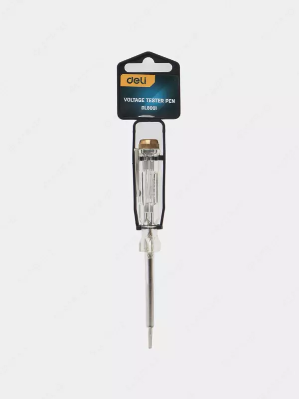 Индикаторная отвертка (тестер напряжения) "Deli Tools" 140 мм, светодиодная (Арт. - EDL8001) Белая