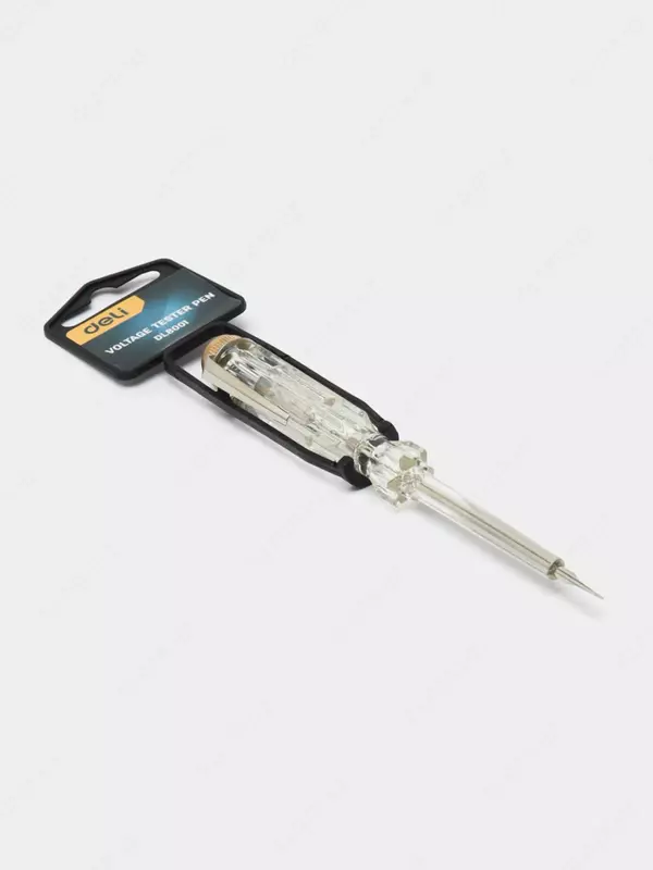 Индикаторная отвертка (тестер напряжения) "Deli Tools" 140 мм, светодиодная (Арт. - EDL8001) Белая
