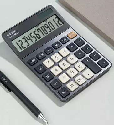 Kalkulyator (ish stoli) "Deli" 12 - raqam (Art. - 309-TE-gr) To'q / kulrang