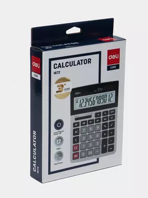 Калькулятор (настольный) "Deli" 12 - разрядный (Арт. - 1672-dgr ) Темно/серый
