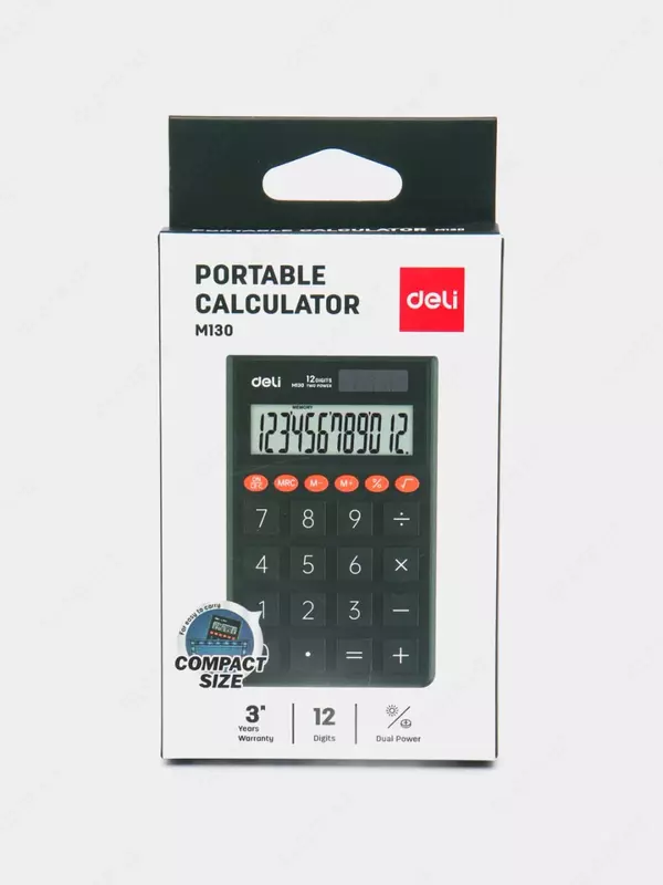 Калькулятор (карманный) "Deli" 12 - разрядный (Арт. - 130-M-gr) Темно/серый