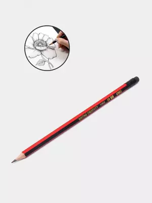 Чернографитный карандаш с ластиком "Deli" 2В, дерево, карт. уп. (Арт. - 10902)