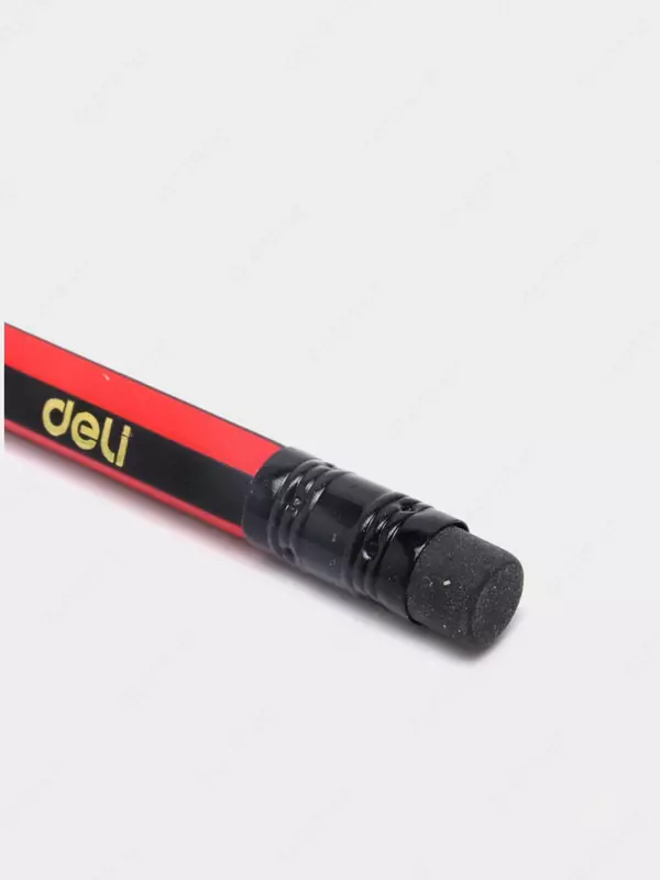 Чернографитный карандаш с ластиком "Deli" 2В, дерево, карт. уп. (Арт. - 10902)